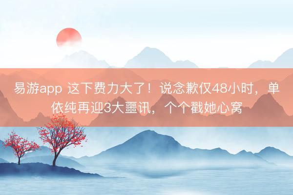 易游app 这下费力大了！说念歉仅48小时，单依纯再迎3大噩讯，个个戳她心窝